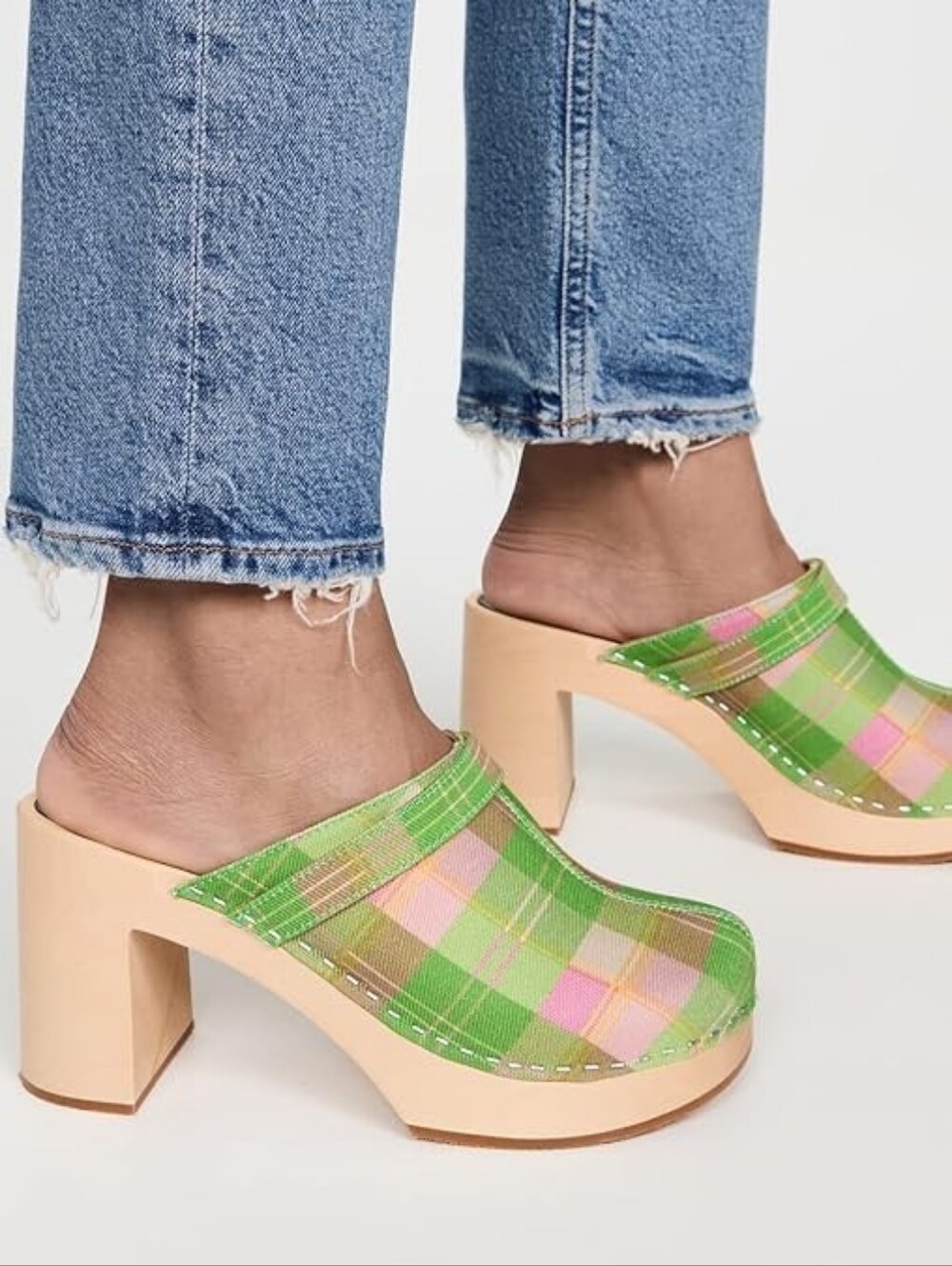 Swedish Hasbeens Front Stitched Husband Sky High Clogs